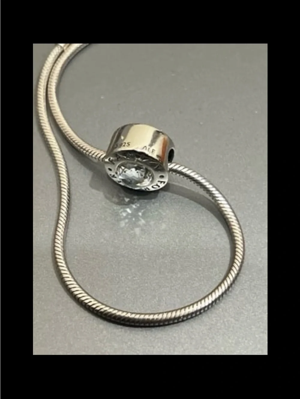 Pandora Silver 'Family Forever' Charm with Clear Stone